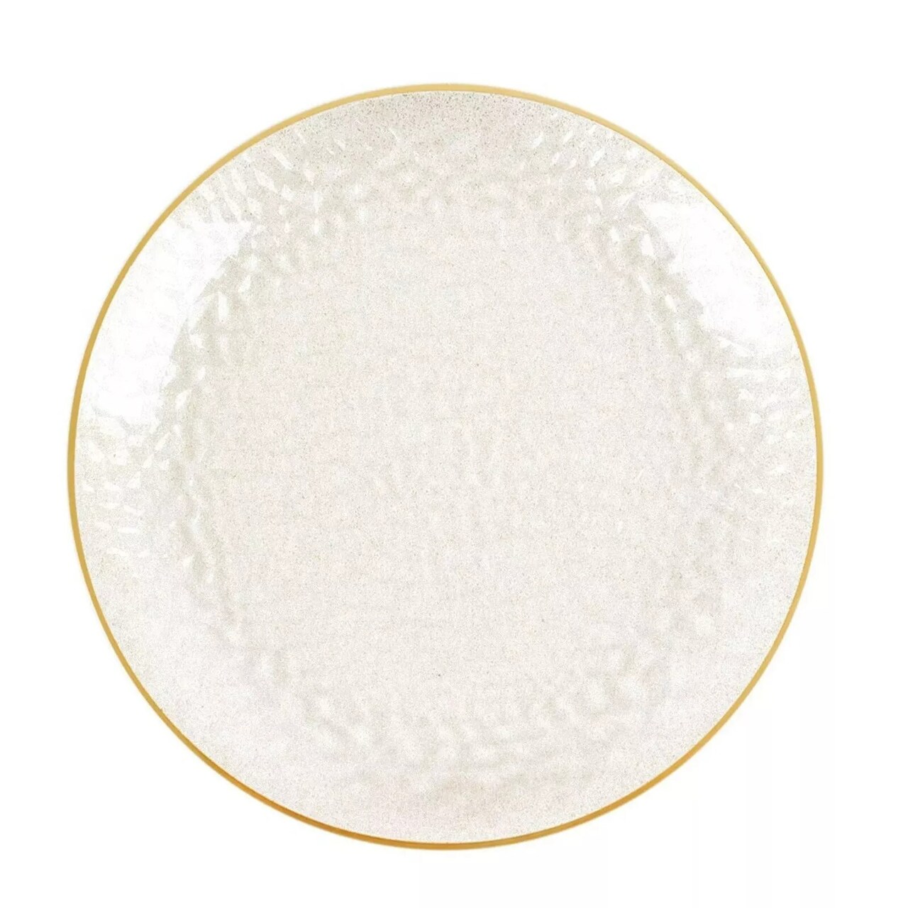 CLEAR 10 Round 13" Hammered Plastic Charger Plates Glitter Gold Rim Party